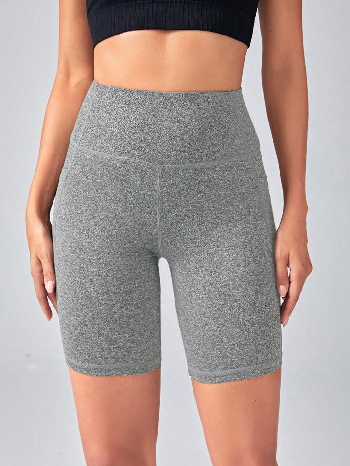 A & S Yoga Basic Women Solid Color Casual Sports Shorts With Pockets