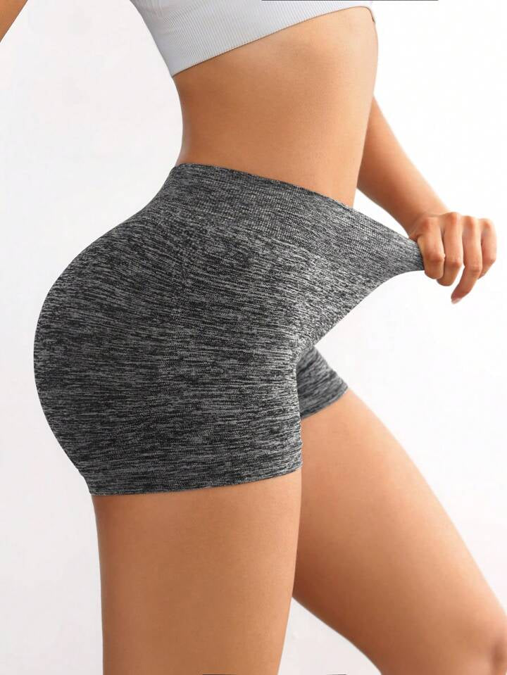A & S Women's Simple Solid Color Seamless Compression Running Shorts Booty Shorts