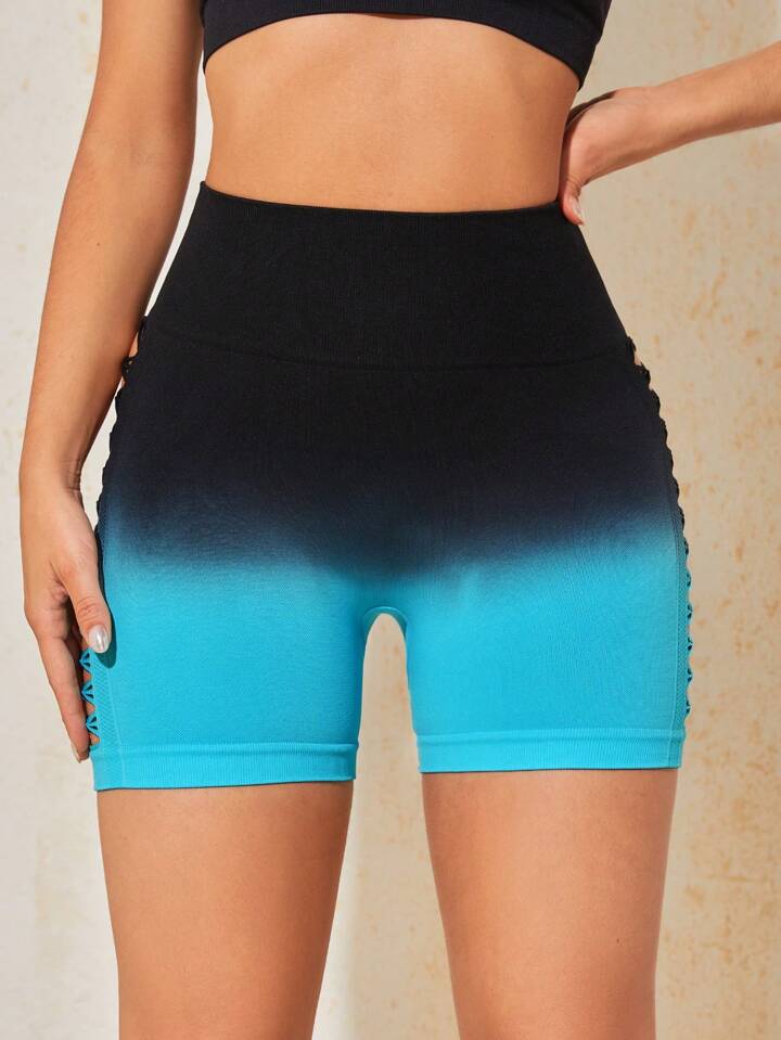 A & S Women's Fashionable Gradient Hollow Out Sports Shorts