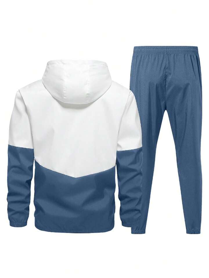 Men's Windproof And Breathable Sports Hooded Jacket And Pants Set
