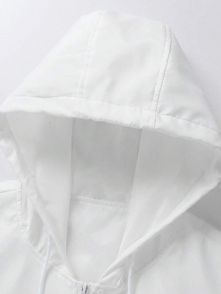 Men Two Tone Drawstring Hooded Sports Jacket & Sweatpants Gym Clothes