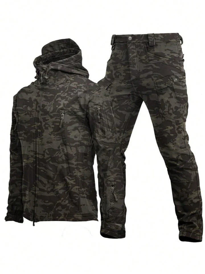 Men's Camouflage  Windproof And Waterproof Jacket And Pants Sports Suit