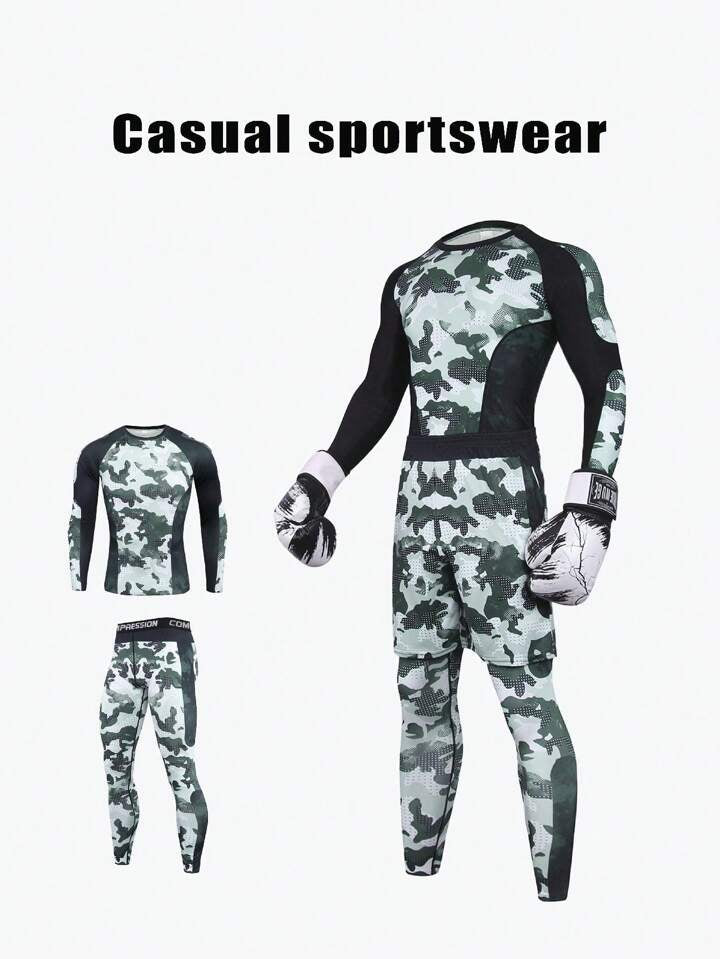2pcs/Set Men's Outdoor Sports Compression Clothing