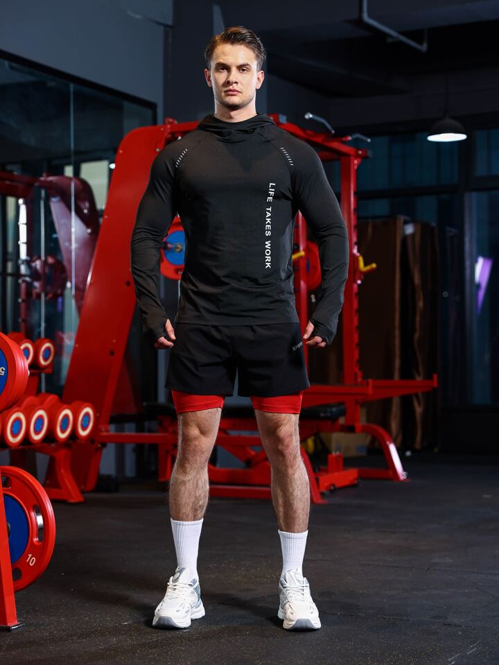 Men's Slogan Graphic Raglan Sleeve Sports Hoodie