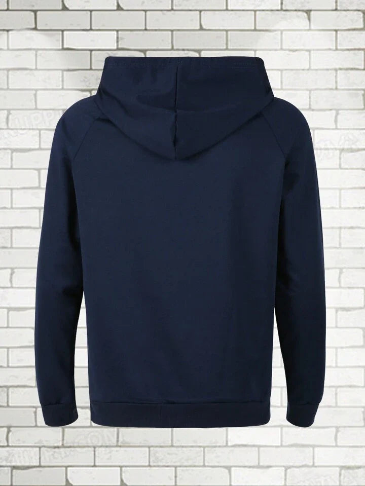 Sport Streetwear Men's Letter Print Drawstring Hooded Sports Sweatshirt