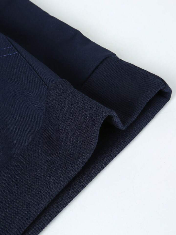 Sport Streetwear Men's Letter Print Drawstring Hooded Sports Sweatshirt