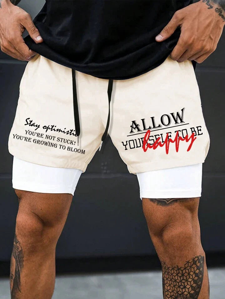 Hypemode Men's Letter Print Splicing Shorts