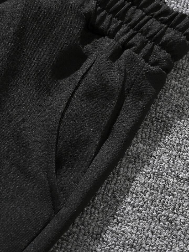 Homme Men Letter Graphic Drawstring Waist Shorts