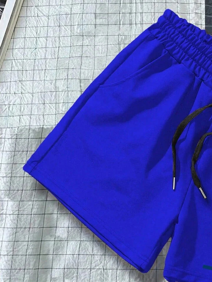 Homme Men Letter Graphic Drawstring Waist Shorts