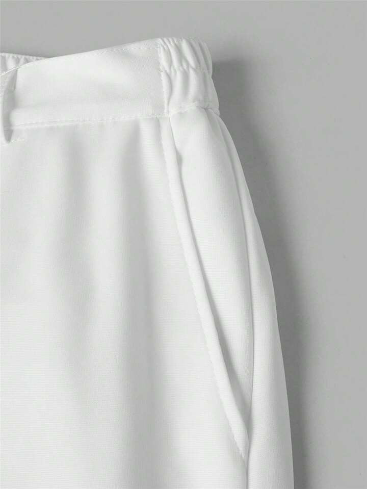 Manfinity Homme Men's Elastic Waist Straight Shorts