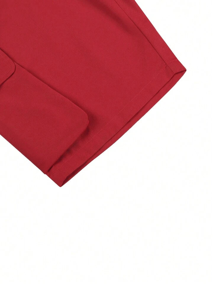 Men'S Solid Color Drawstring Waist Cargo Shorts