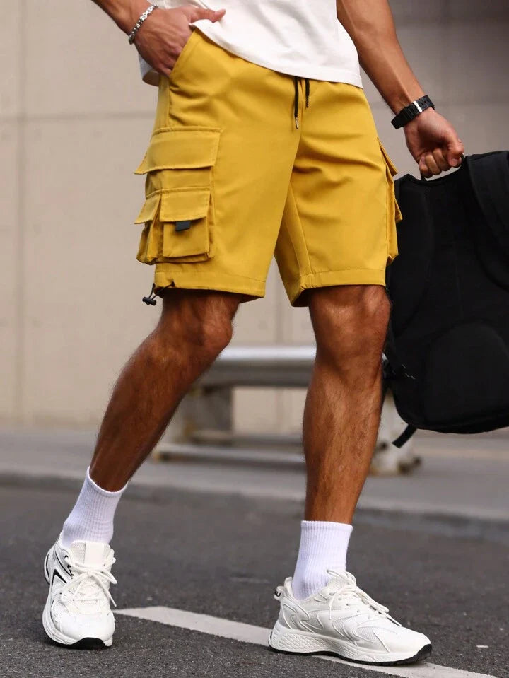 Homme Men's Elastic Waist Drawstring Pocket Shorts