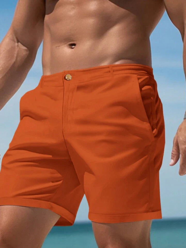 Homme Men Simple Solid Color Loose Fit Casual Shorts
