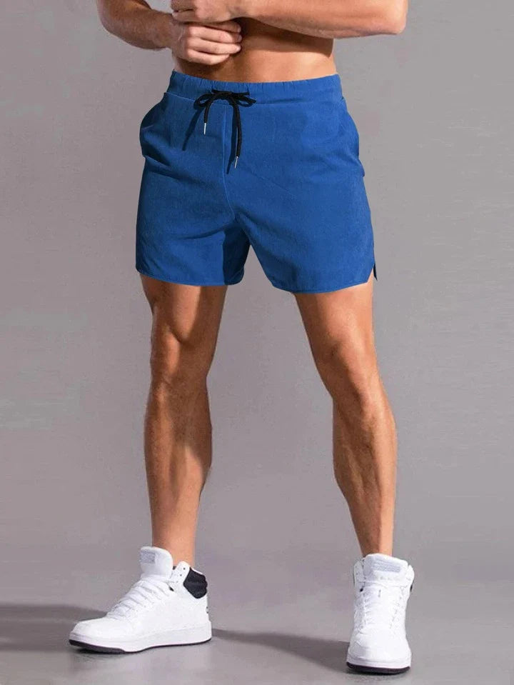 Homme Men Drawstring Waist Slant Pocket Shorts
