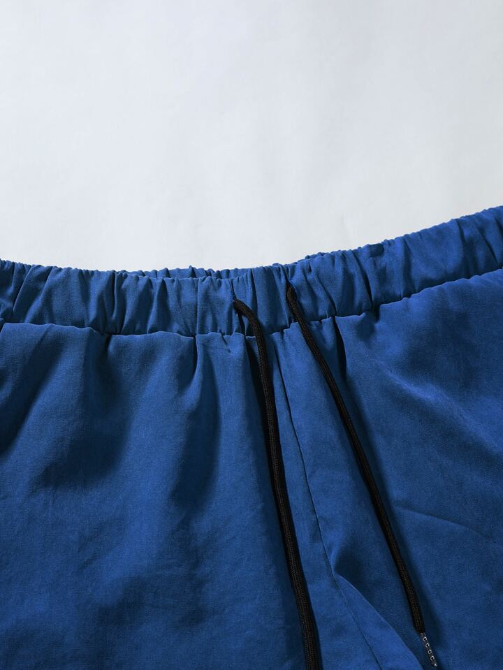 Homme Men Drawstring Waist Slant Pocket Shorts