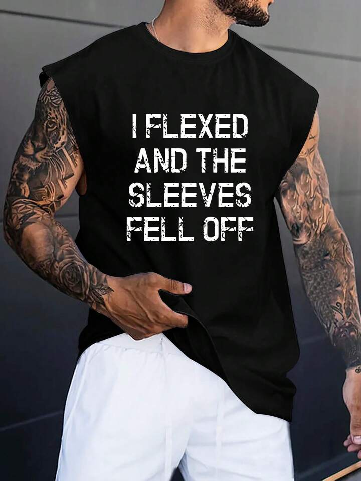 Men Slogan Graphic Tank Top