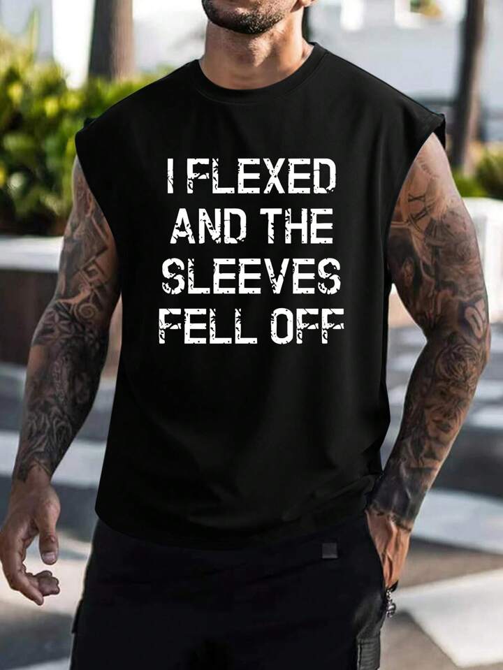 Men Slogan Graphic Tank Top