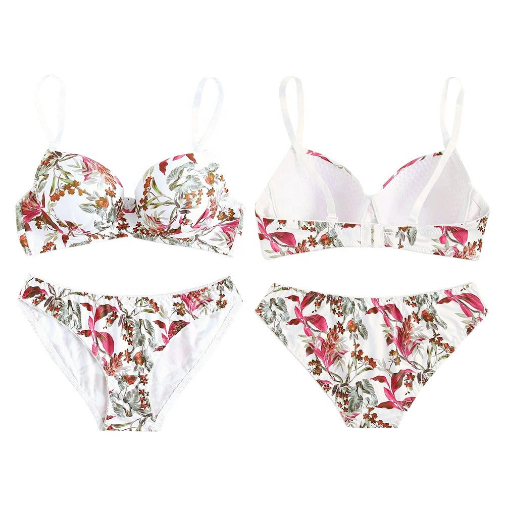 A & S Fashion Floral Padded Sexy Bra Panty Set Red & Green