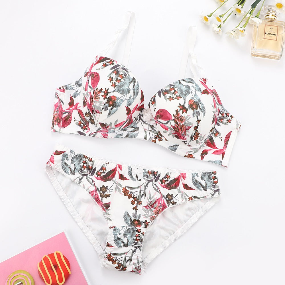 A & S Fashion Floral Padded Sexy Bra Panty Set Red & Green