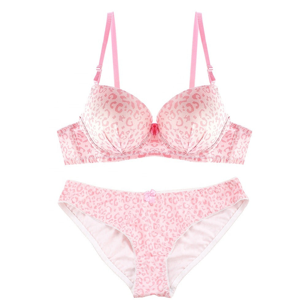 A & S  Pink Floral Print Underwire Embroidery Bra and Panty