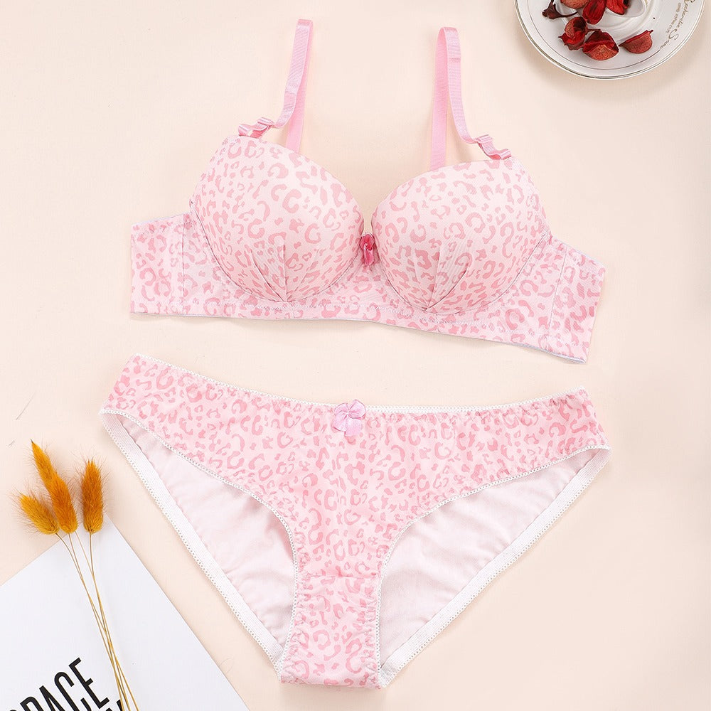 A & S  Pink Floral Print Underwire Embroidery Bra and Panty