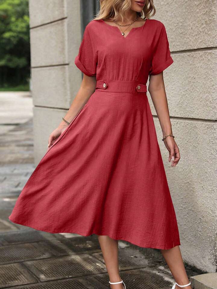 A & S Neckline Batwing Sleeve Dress