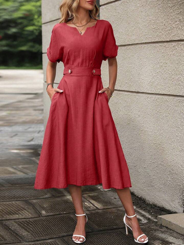 A & S Neckline Batwing Sleeve Dress