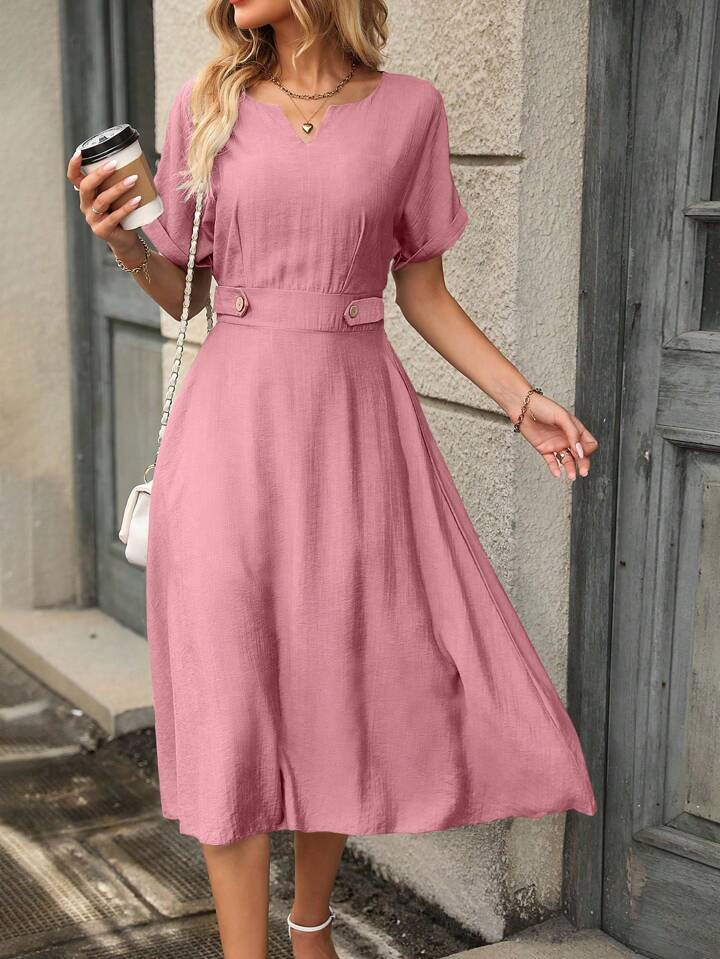 A & S Neckline Batwing Sleeve Dress