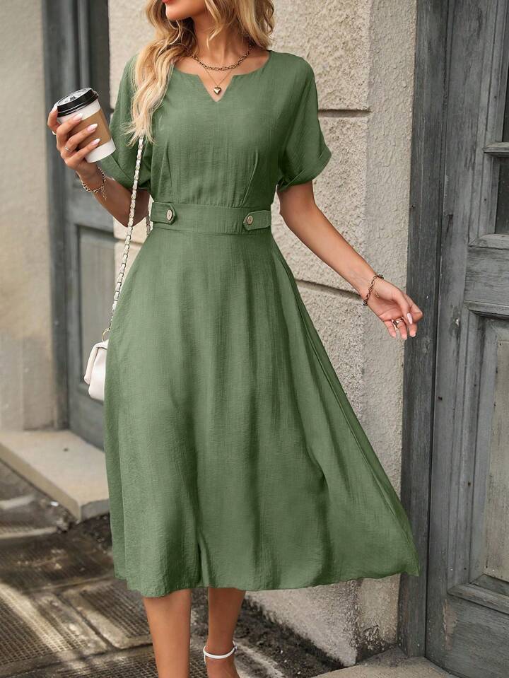 A & S Neckline Batwing Sleeve Dress